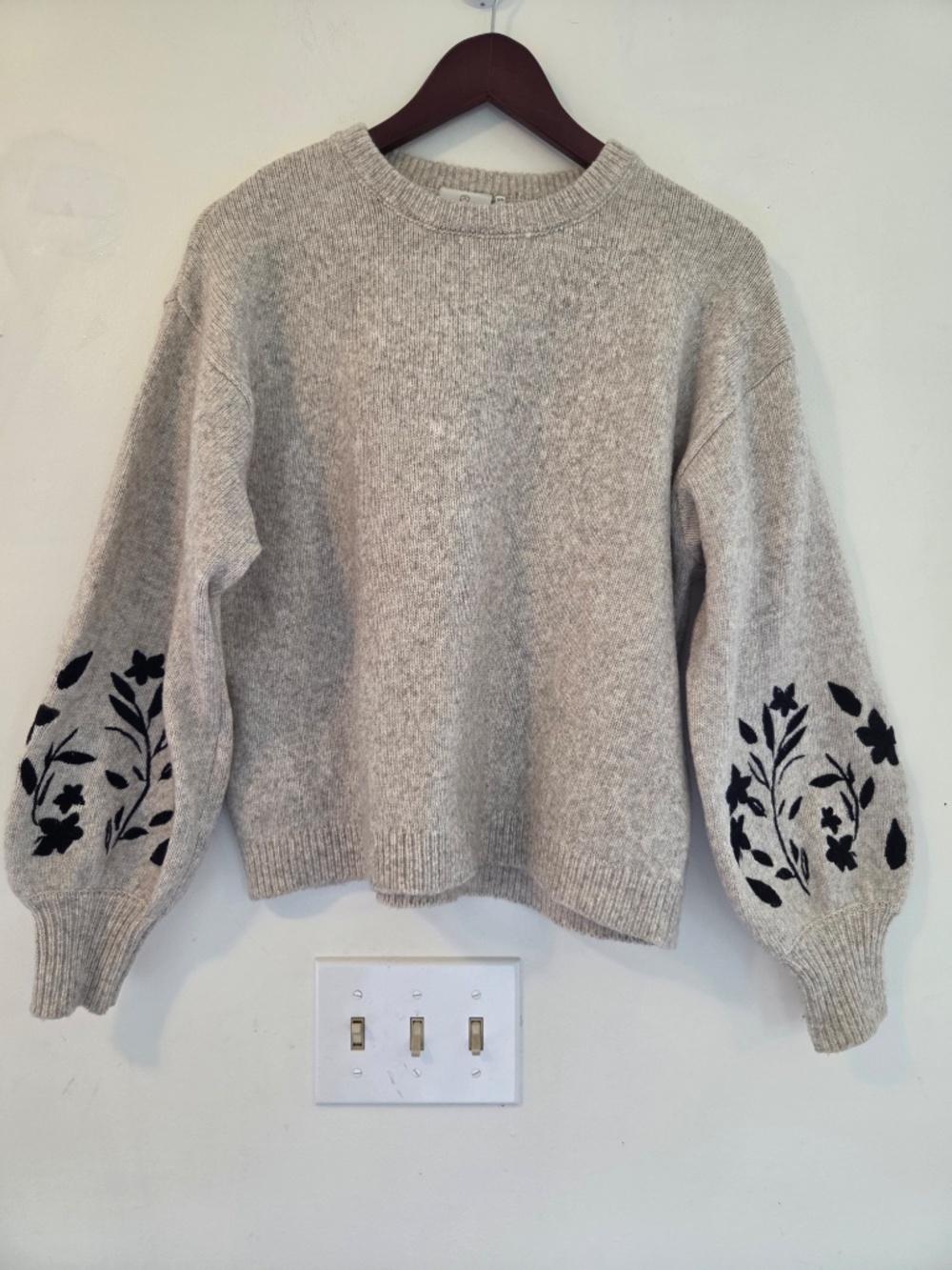 WOOl blend knit sweater XS crochet floral boxy oversize cottage core fall/winter - Picture 2 of 10